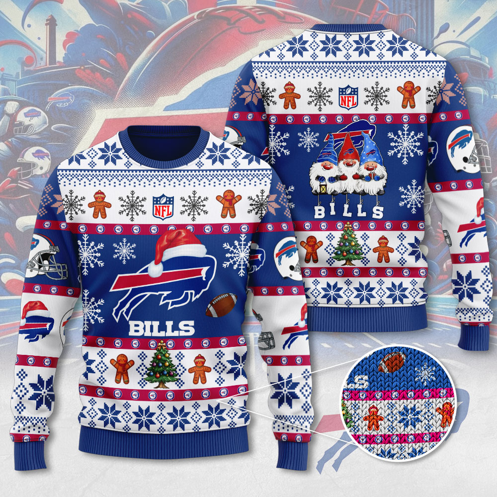 Buffalo Bills Gingerbread Blitz Festive Ugly Christmas Sweater