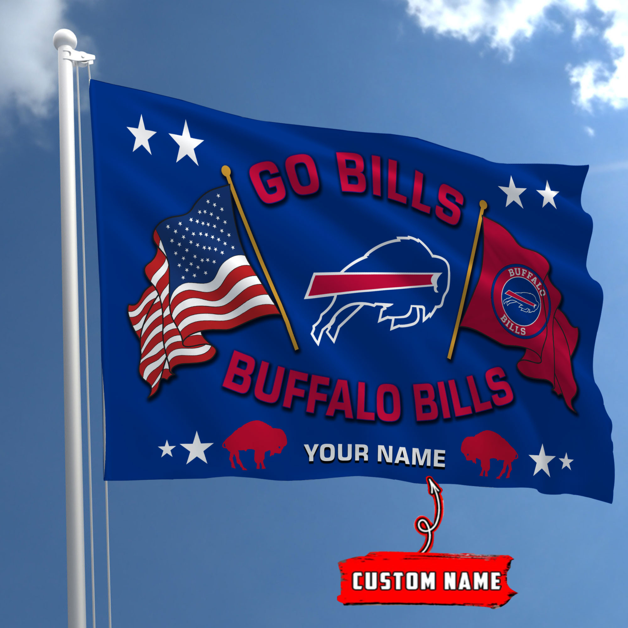 Buffalo Bills Go Bills Football House Flag
