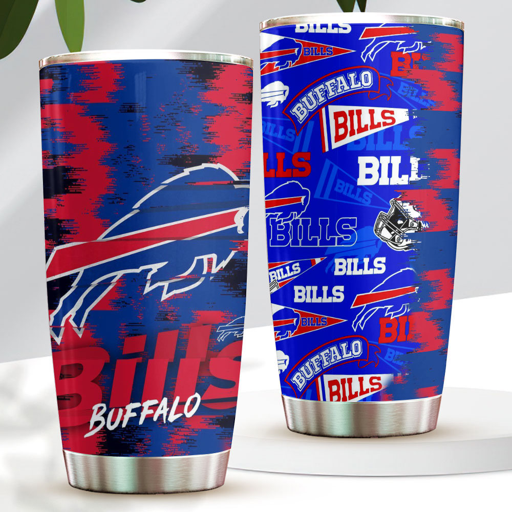 Buffalo Bills Graffiti Grunge All-Over Logo Tumbler