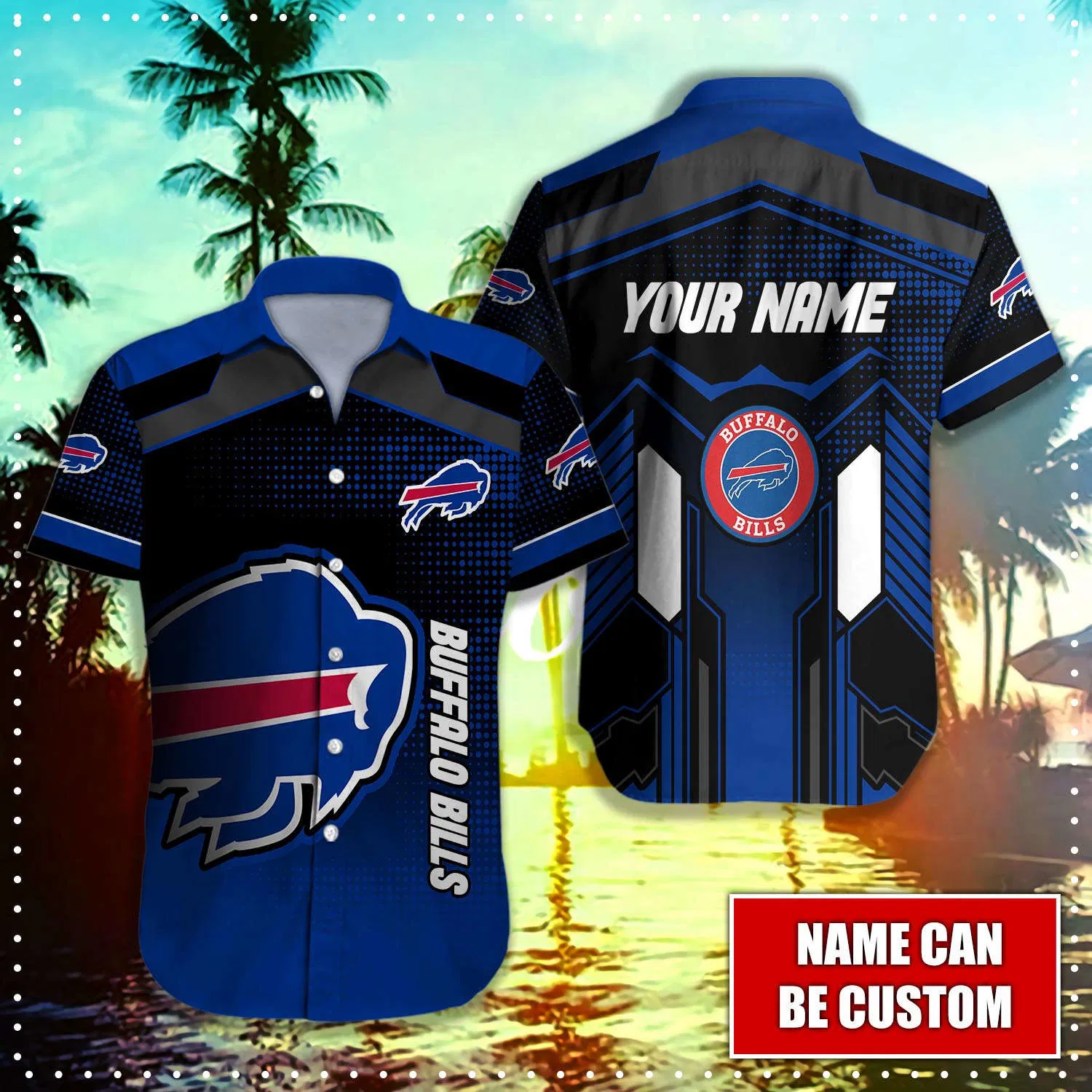 Buffalo Bills Gridiron Tropic Tech Hawaiian Shirt