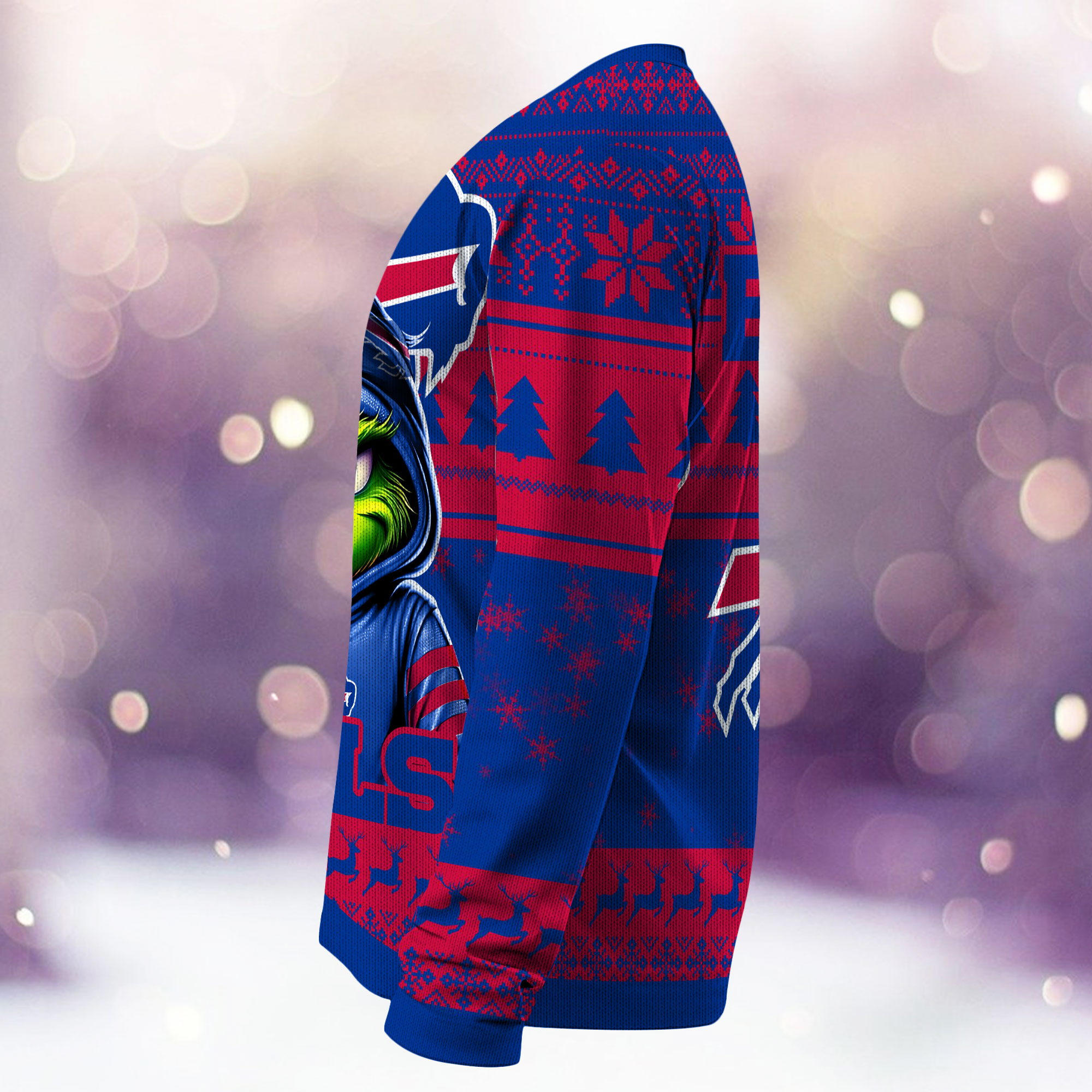 Buffalo Bills Grinch Mode Ugly Christmas Sweater left side