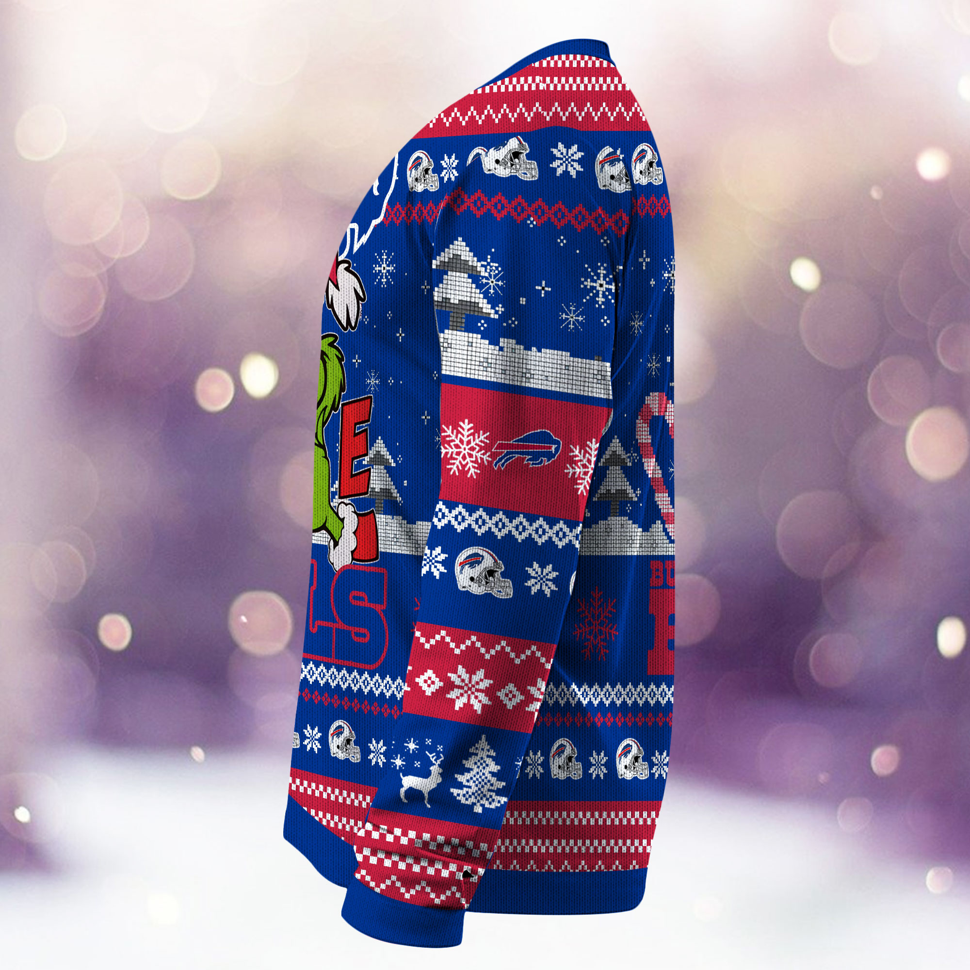 Buffalo Bills Grinchmas Ugly Christmas Sweater left side