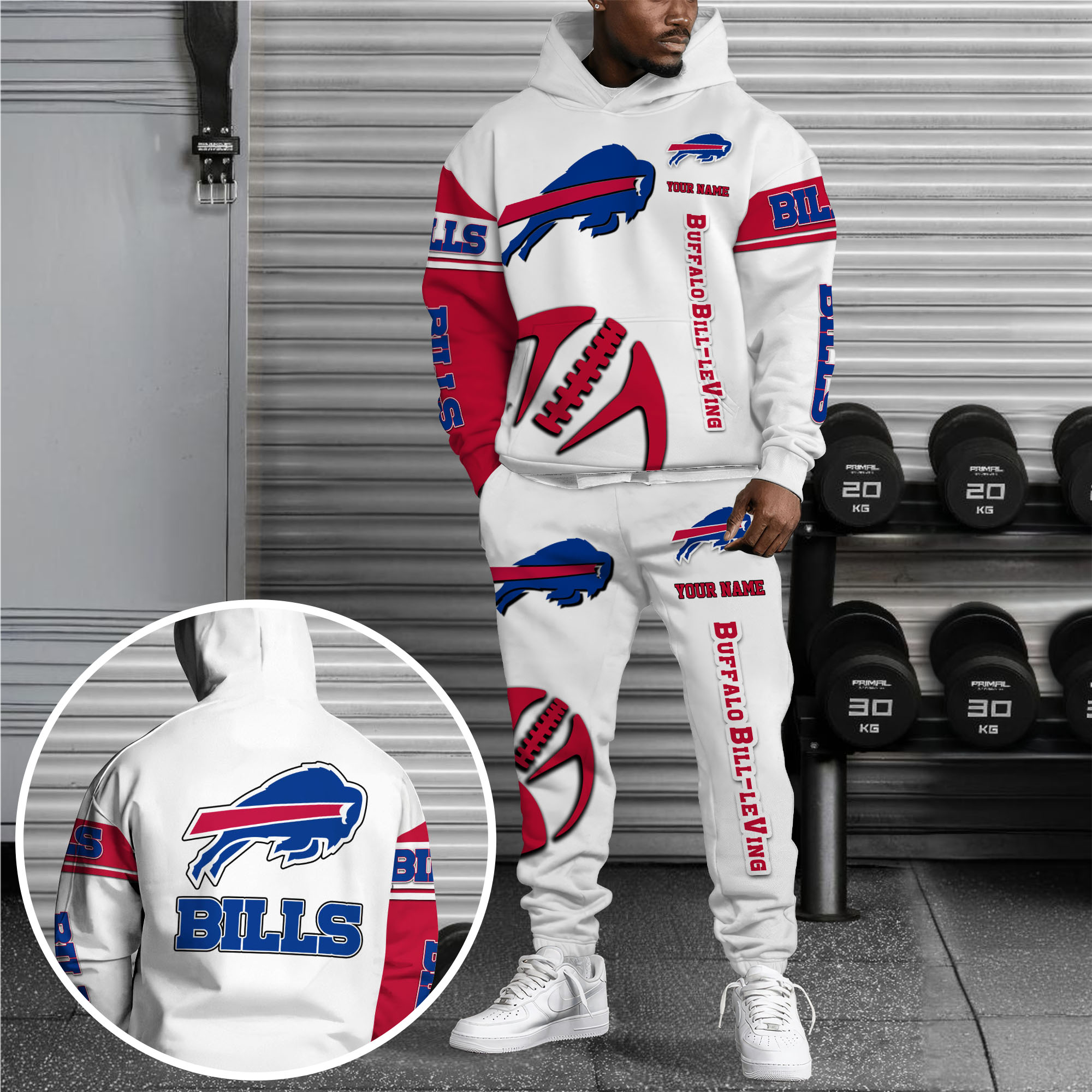 Buffalo Bills Grunge Football Hoodie & Jogger Set