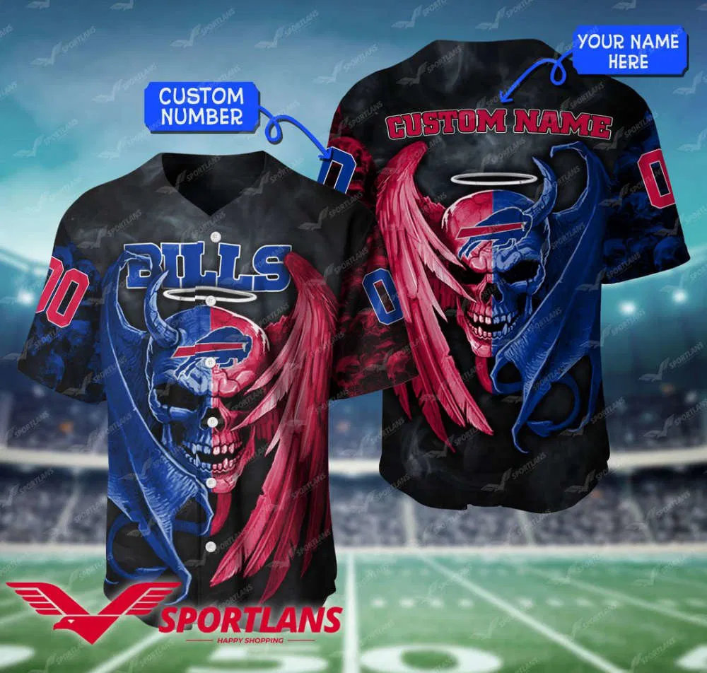Buffalo Bills Heaven & Hell Wings Baseball Jersey