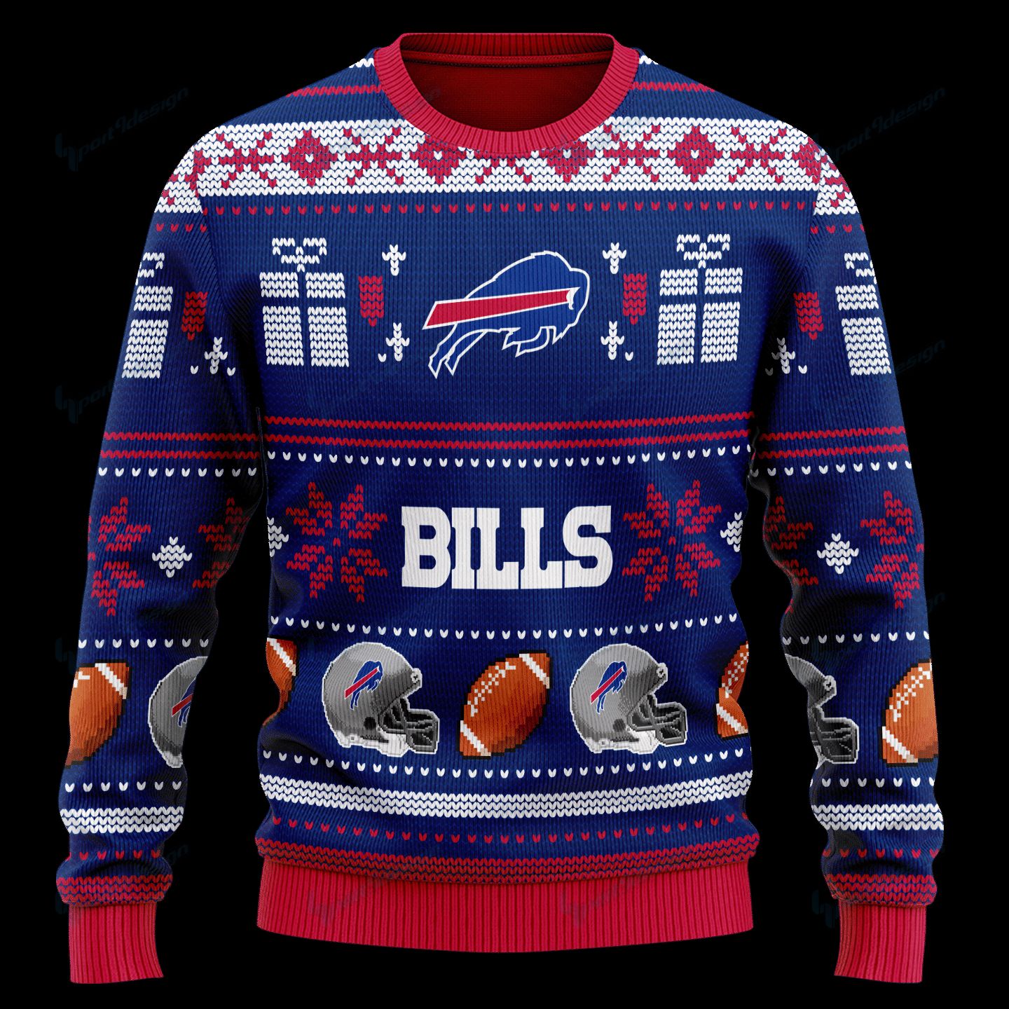 Buffalo Bills Holiday Football Knit Sweater front