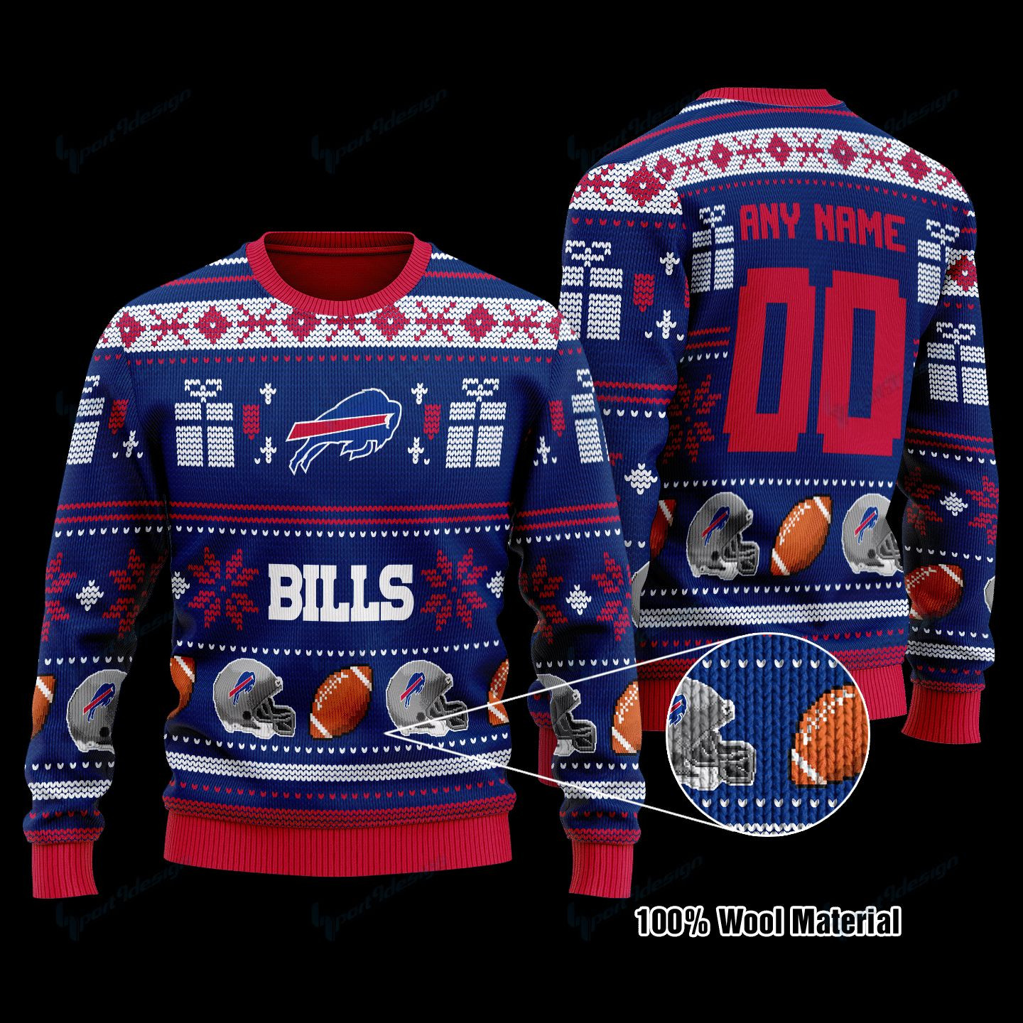 Buffalo Bills Holiday Football Knit Sweater