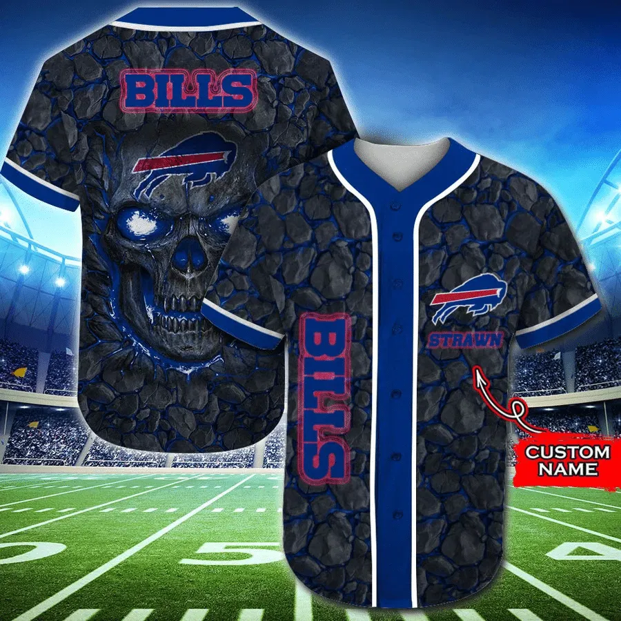 Buffalo Bills Iron Skull Fortress Baseball Jersey