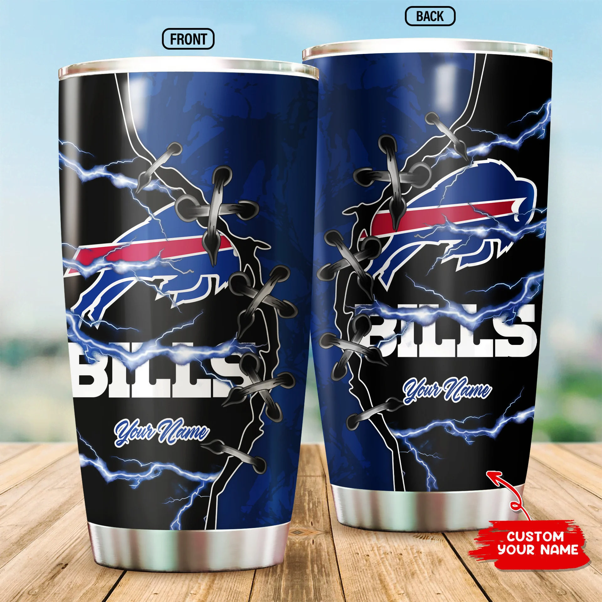 Buffalo Bills Lightning Bolt Custom Tumbler