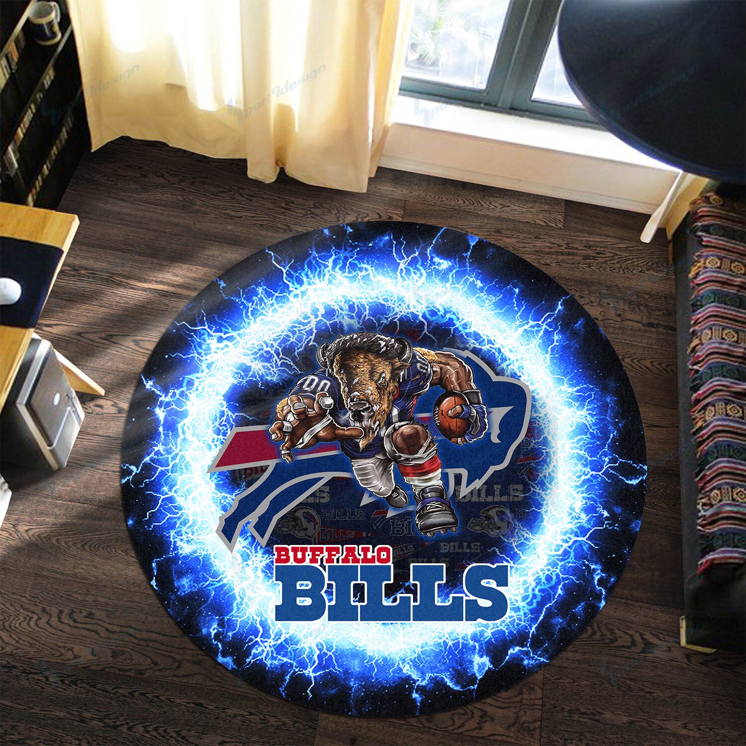 Buffalo Bills Lightning Charge Round Rug