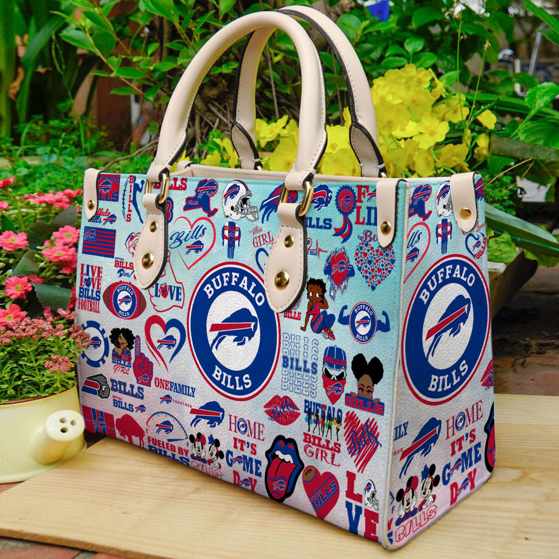 Buffalo Bills Love & Football Leather Handbag