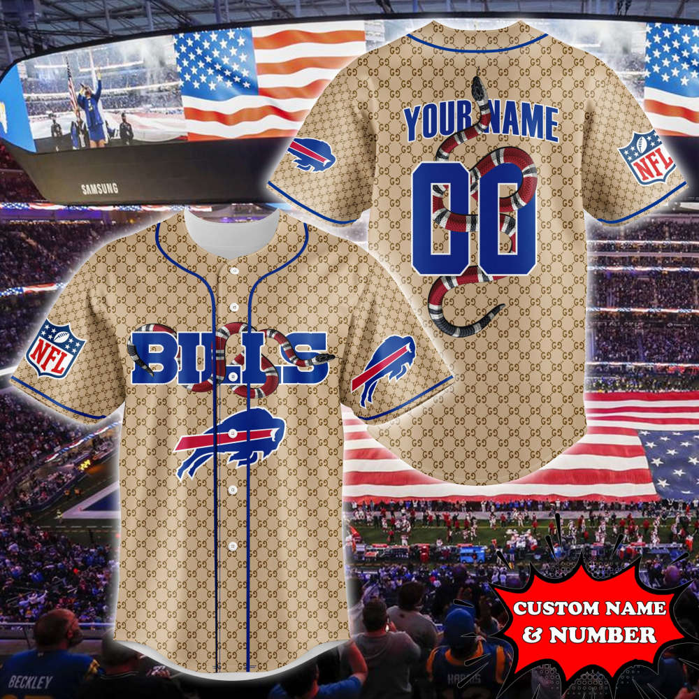 Buffalo Bills Luxe Game Snake Skin Baseball Jersey