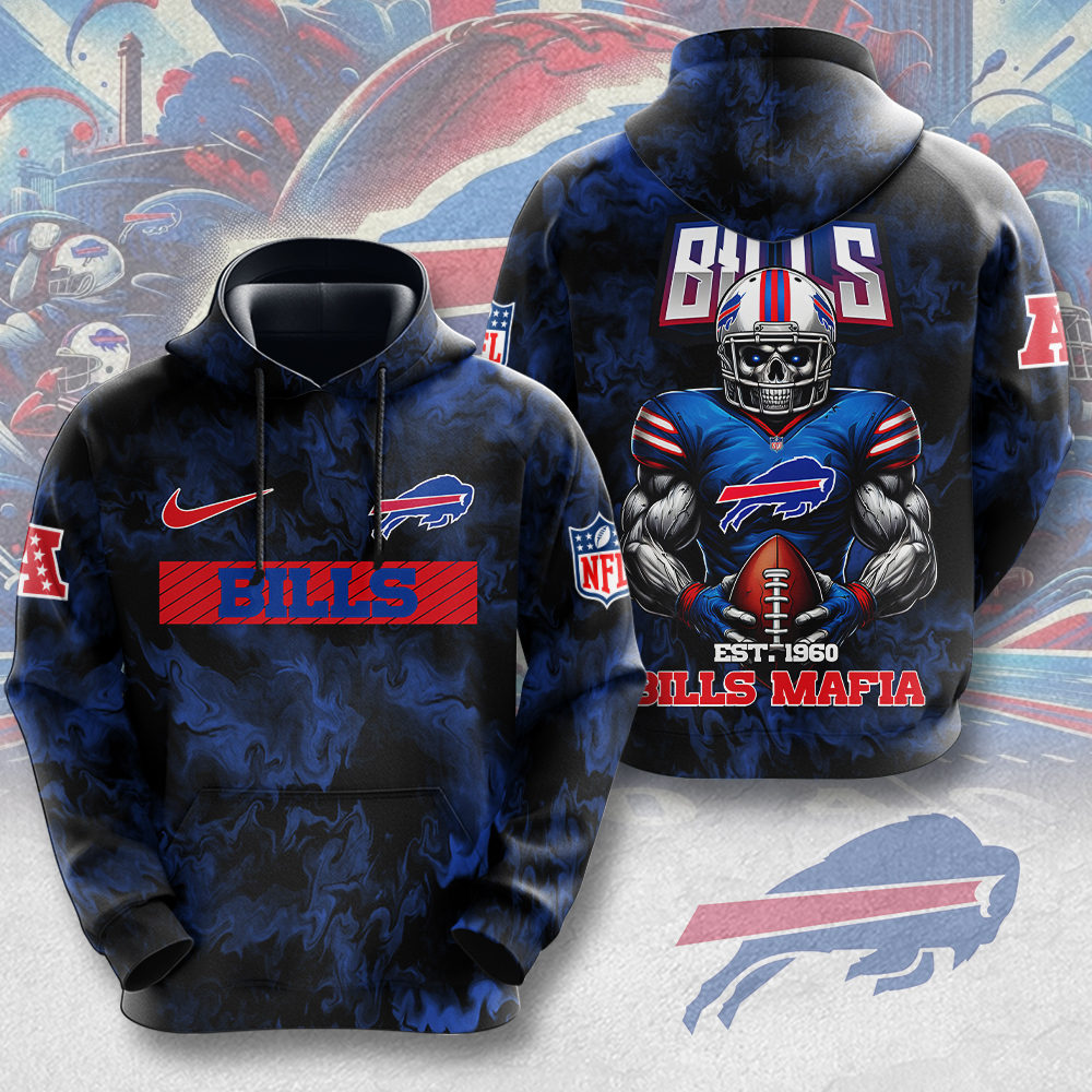 Buffalo Bills Mafia Skull Power Game Day Hoodie