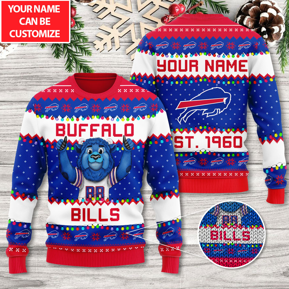 Buffalo Bills Mascot Legacy Holiday Knit Ugly Christmas Sweater