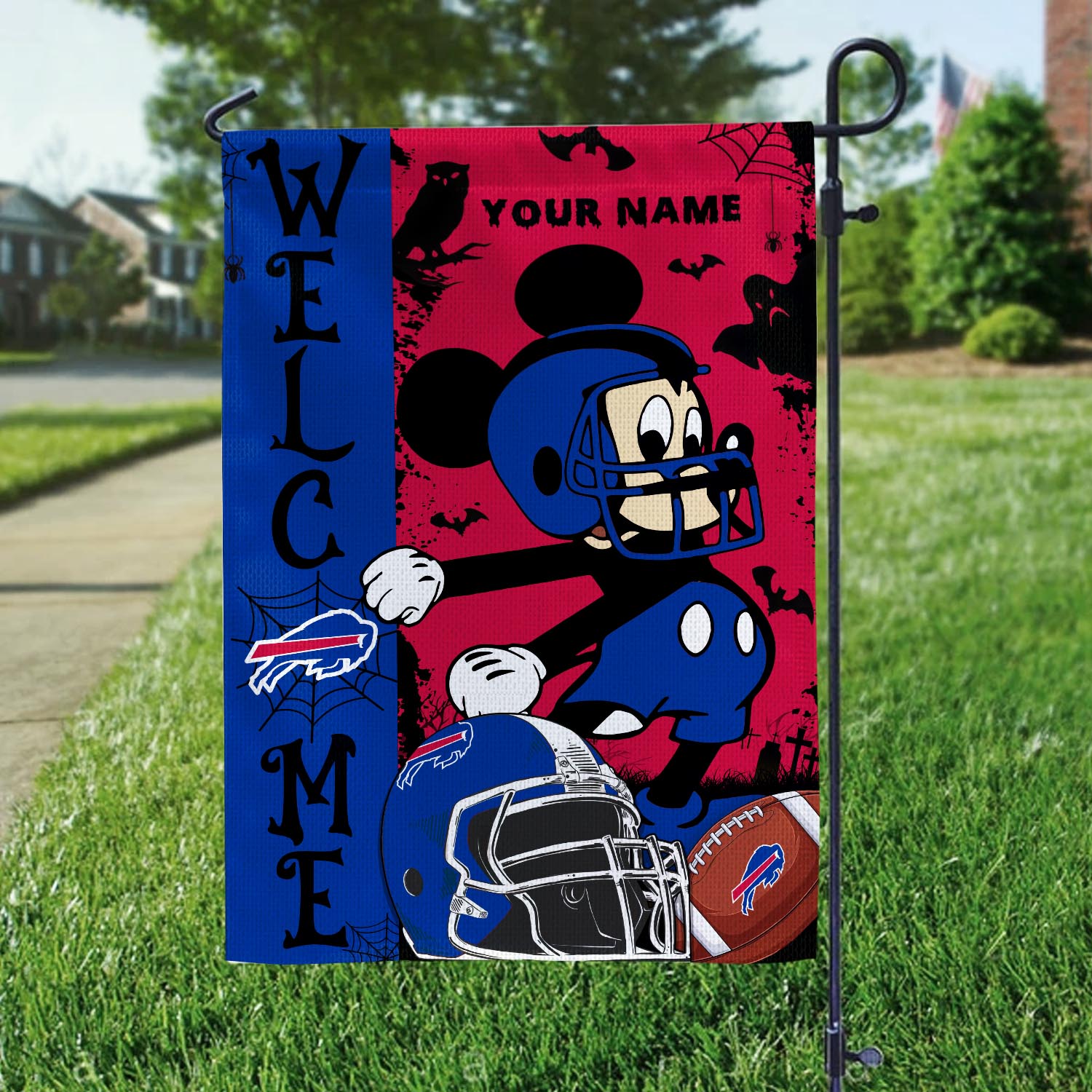 Buffalo Bills Mickey Halloween Welcome Football Garden Flag