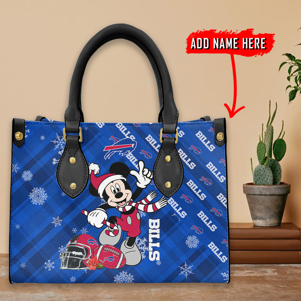 Buffalo Bills Mickey Mouse Winter Leather Handbag front side