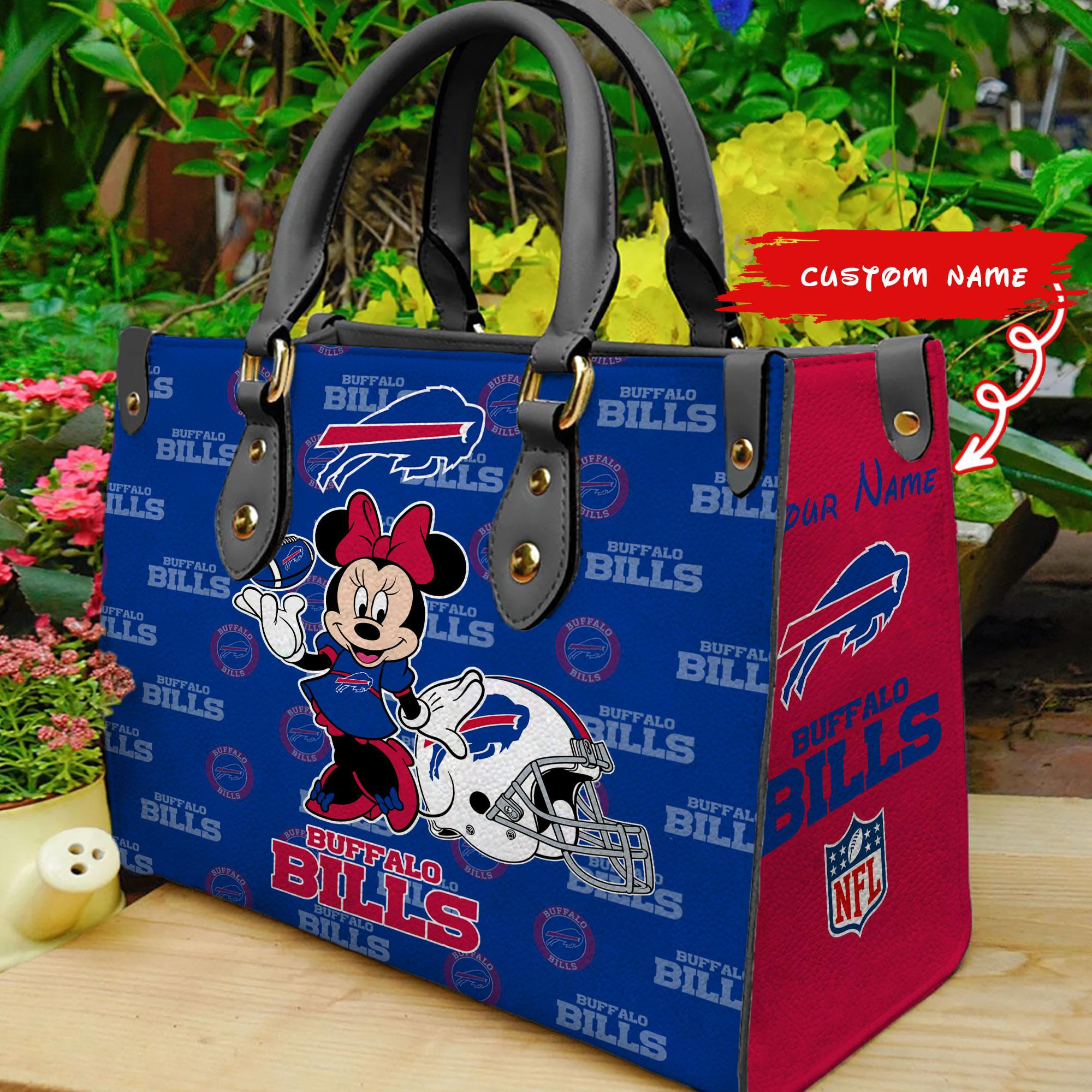 Buffalo Bills Minnie Mouse Personalized Leather Handbag