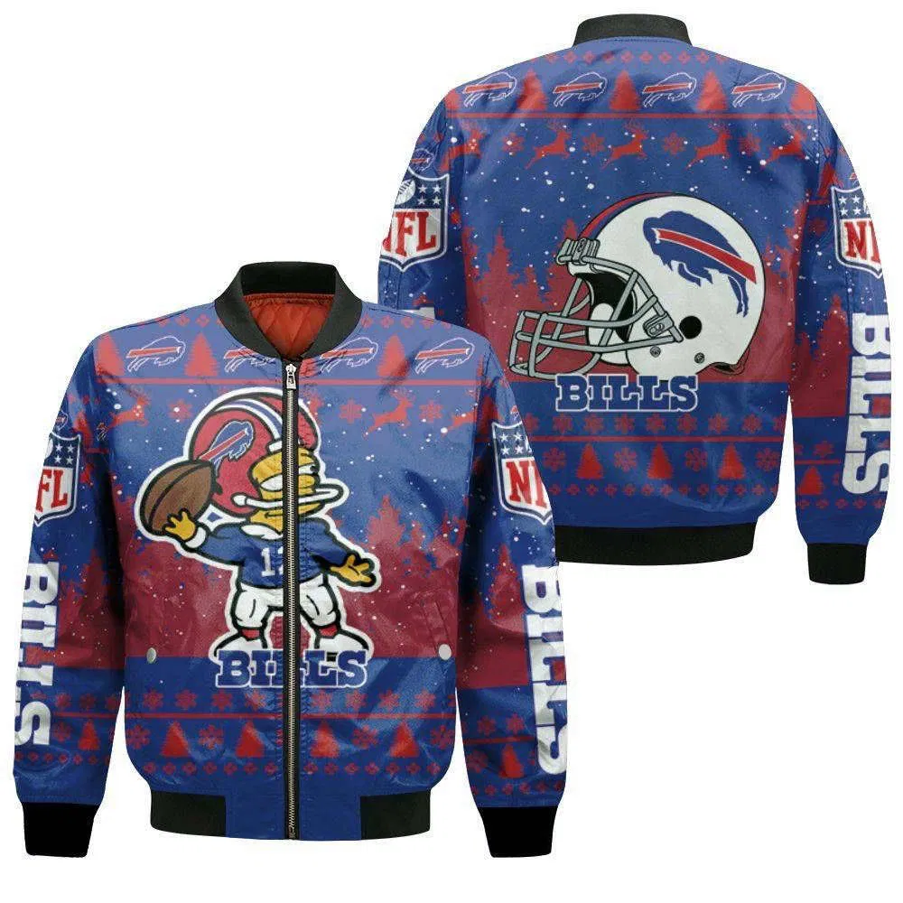 Buffalo Bills Number 12 The Simpsons Cartoon Art Style Bomber Jacket