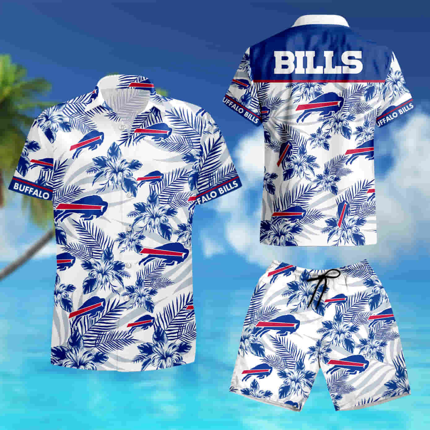 Buffalo Bills Ocean Breeze Floral Hawaiian Shirt set
