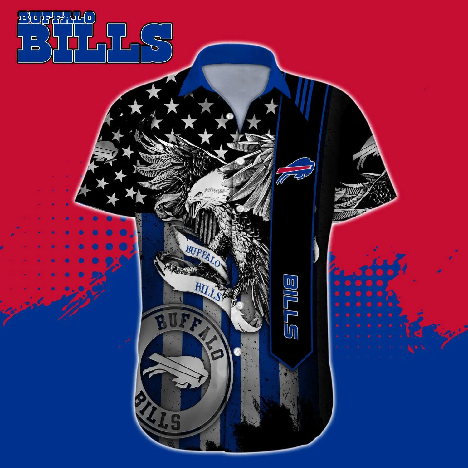 Buffalo Bills Patriot Spirit Eagle Hawaiian Shirt front