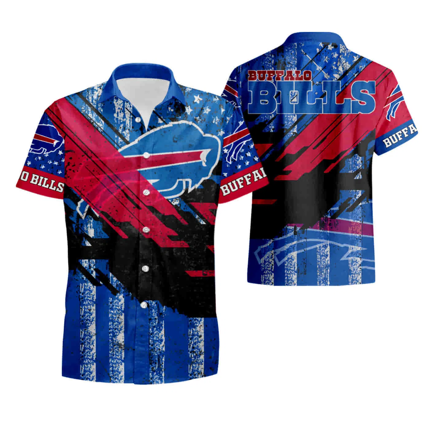Buffalo Bills Patriot Wave Grunge Hawaiian Shirt