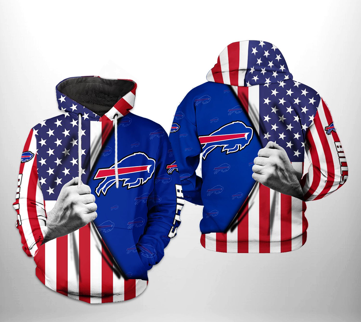 Buffalo Bills Patriotic Power All Over Print Hoodie