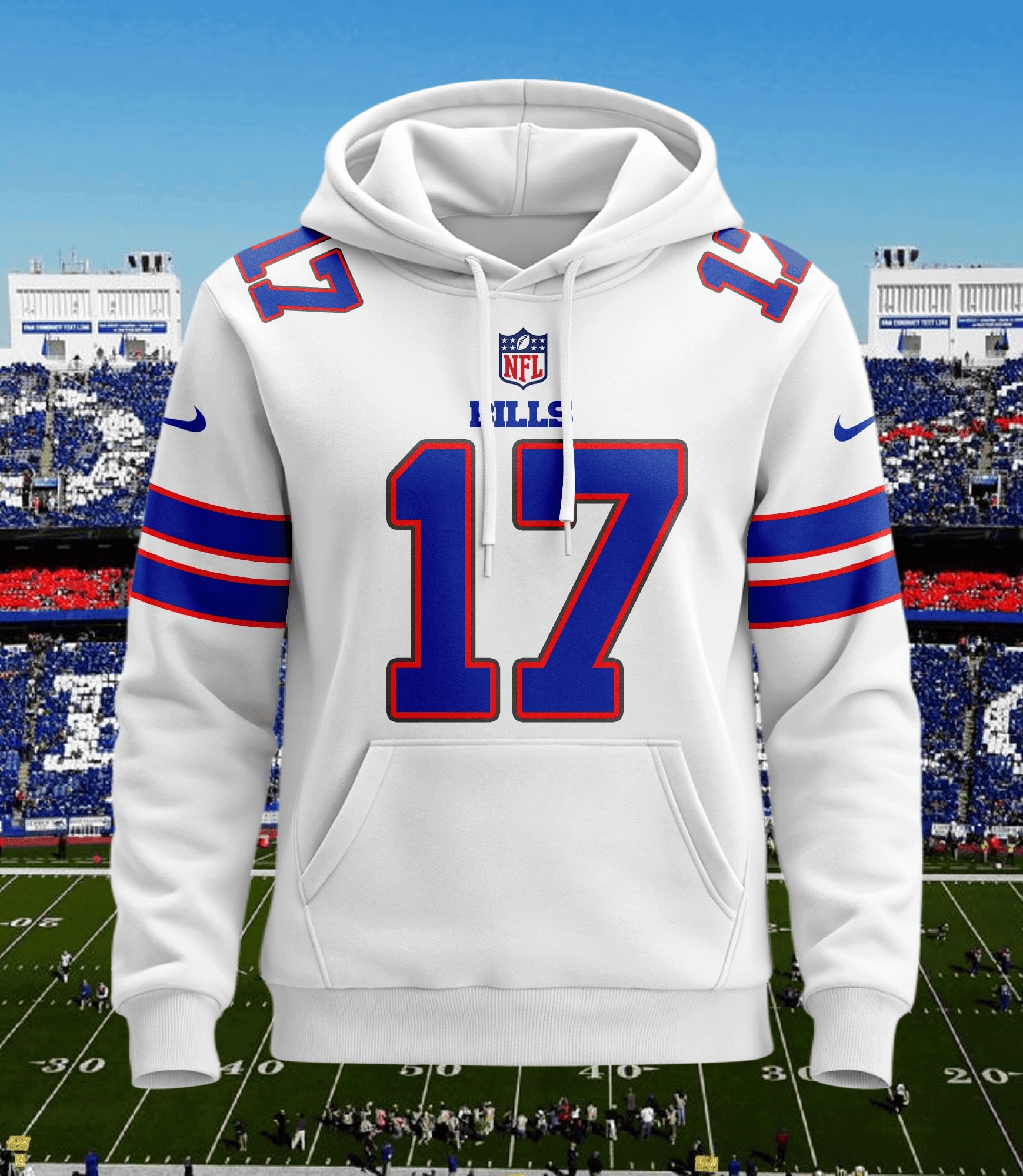 Buffalo Bills Personalized Game Day White Hoodie front