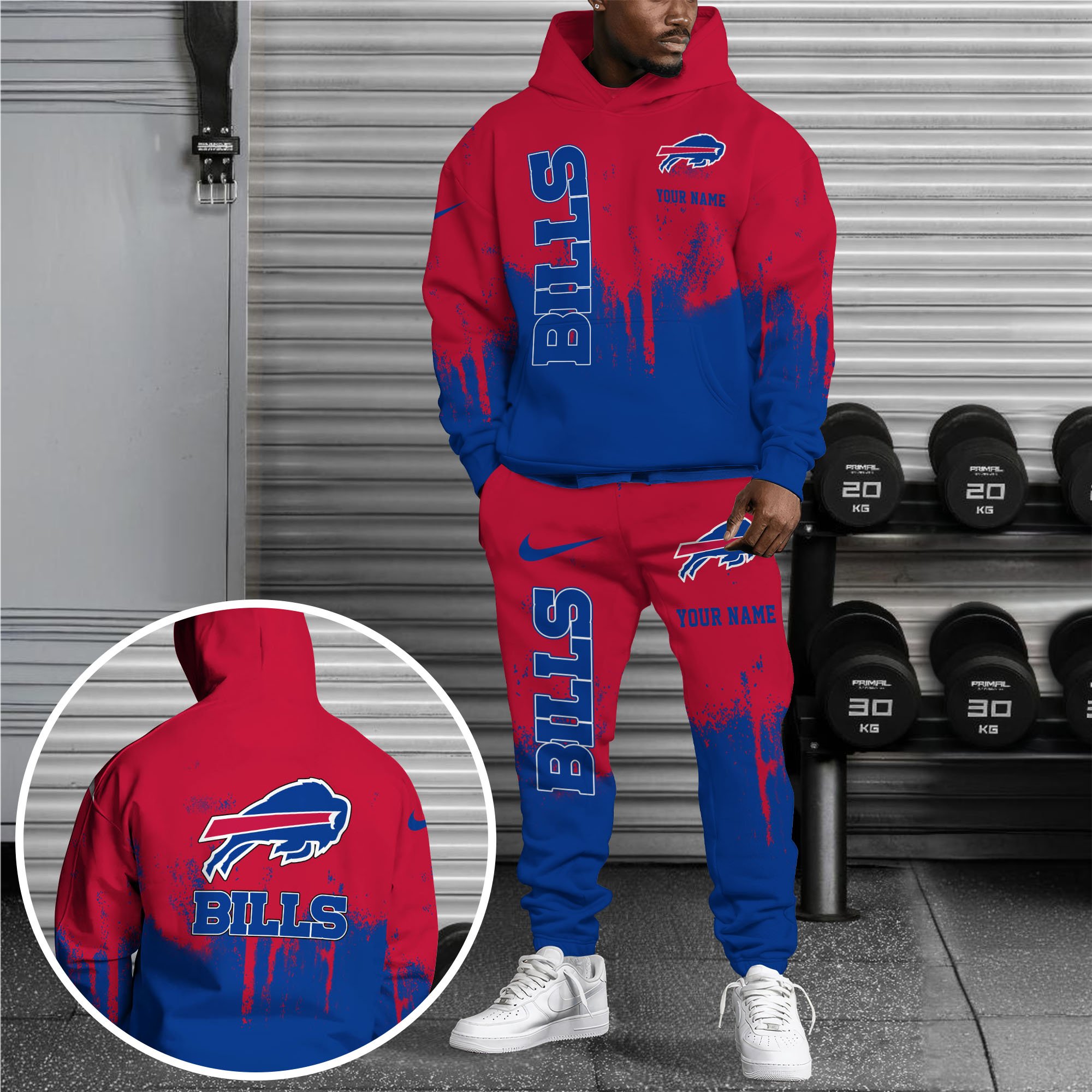 Buffalo Bills Red & Blue Ink Splash Hoodie & Jogger Set