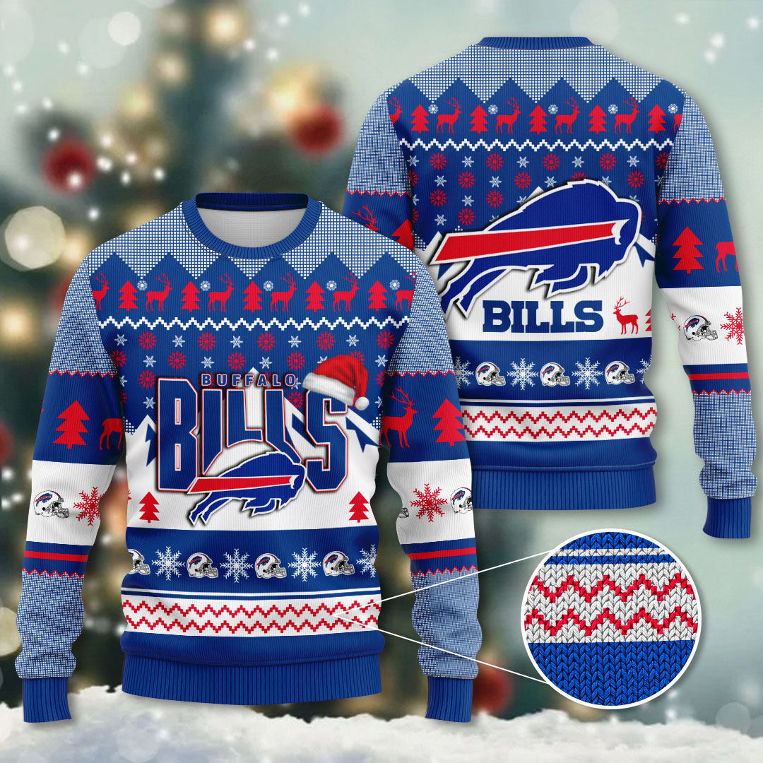 Buffalo Bills Reindeer Rush Snowflake Ugly Christmas Sweater