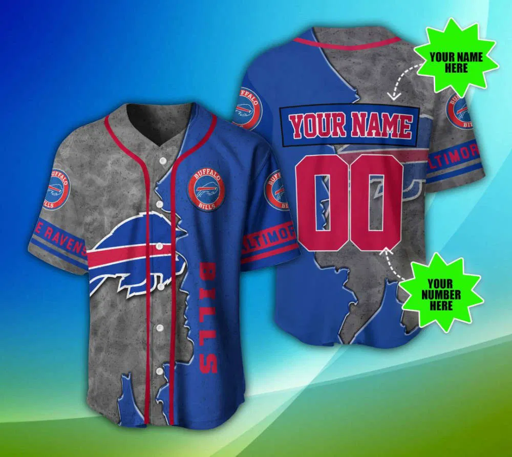 Buffalo Bills Rival Territory Split-State Baseball Jersey