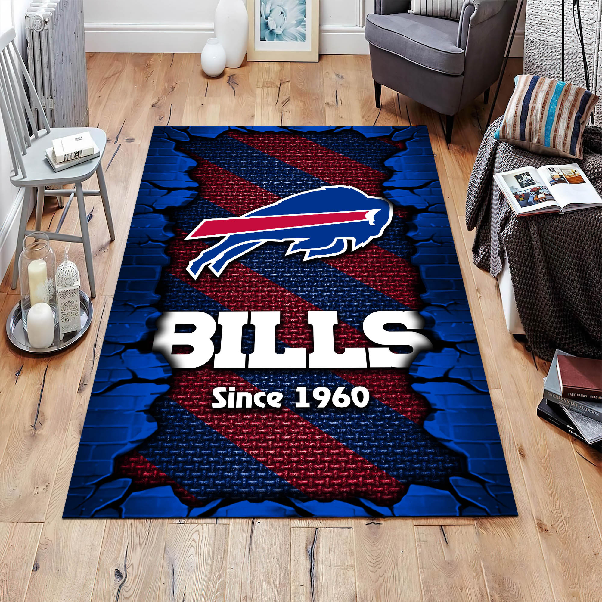 Buffalo Bills Since 1960 Distressed Rug