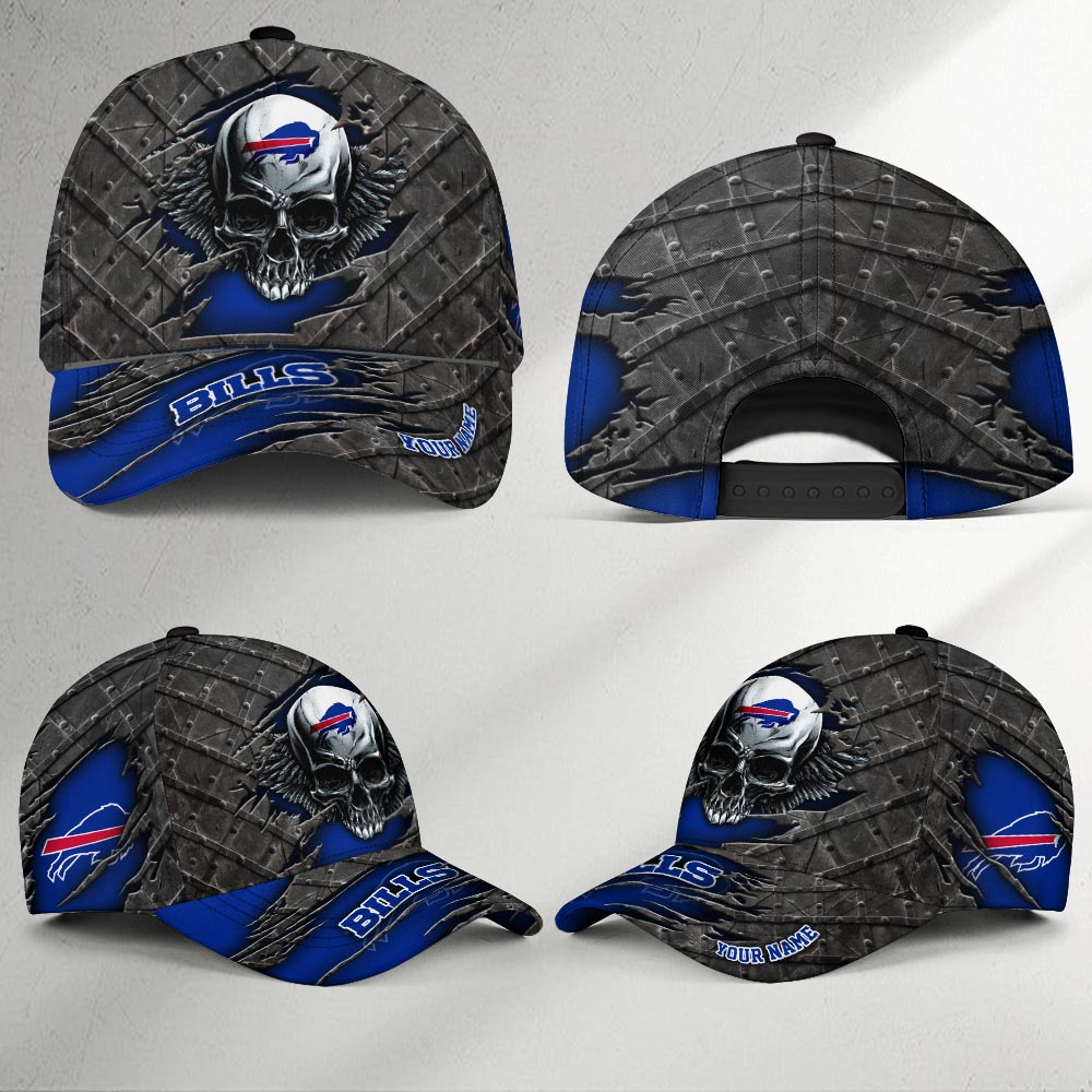 Buffalo Bills Skull and Metal Baseball Cap combo