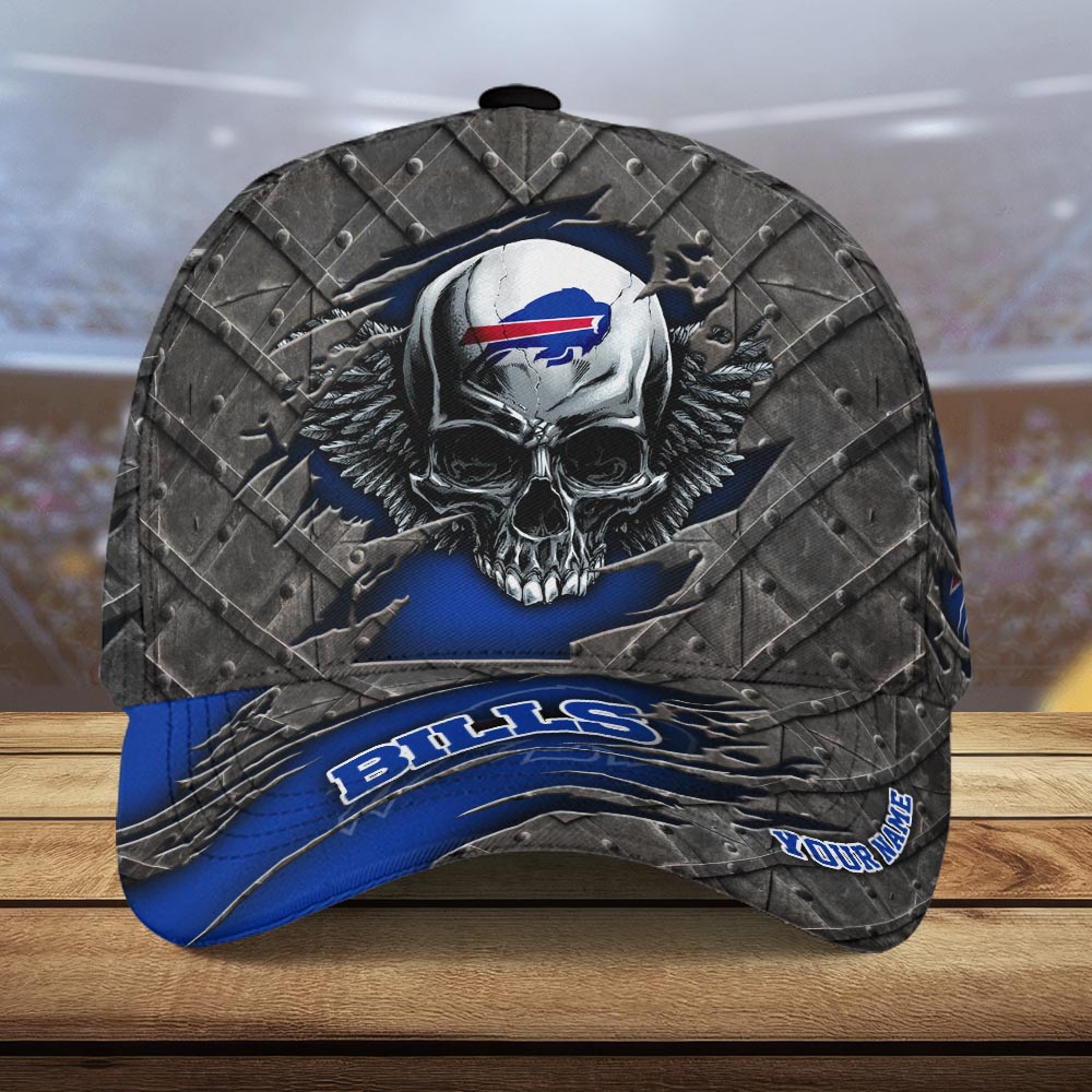 Buffalo Bills Skull and Metal Baseball Cap