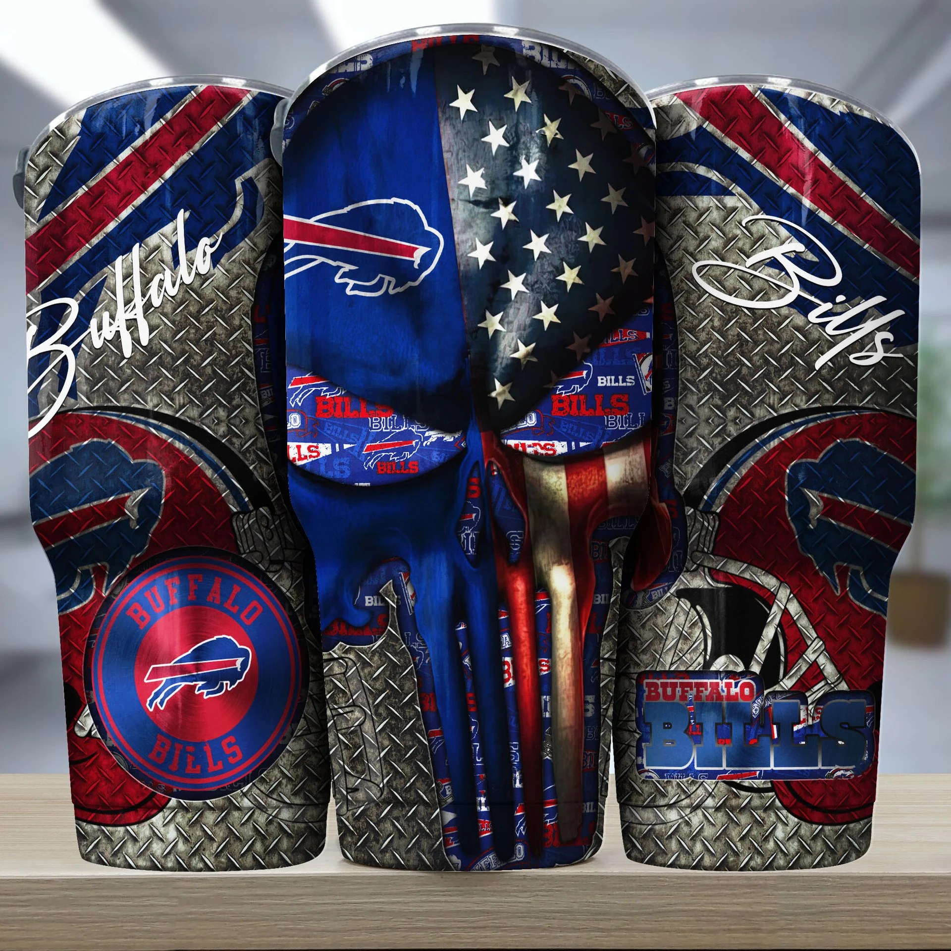 Buffalo Bills Skull & Flag Tumbler