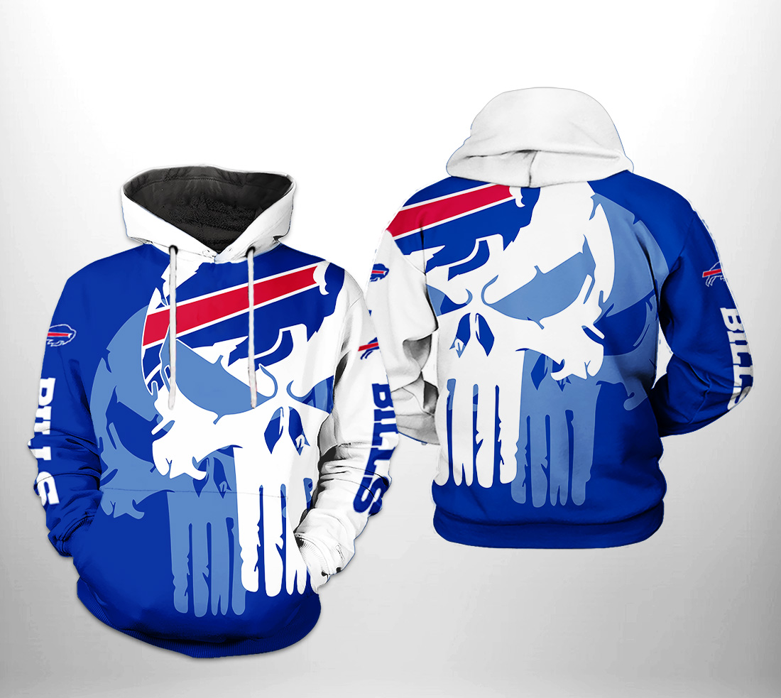 Buffalo Bills Skull Power All Over Print Hoodie