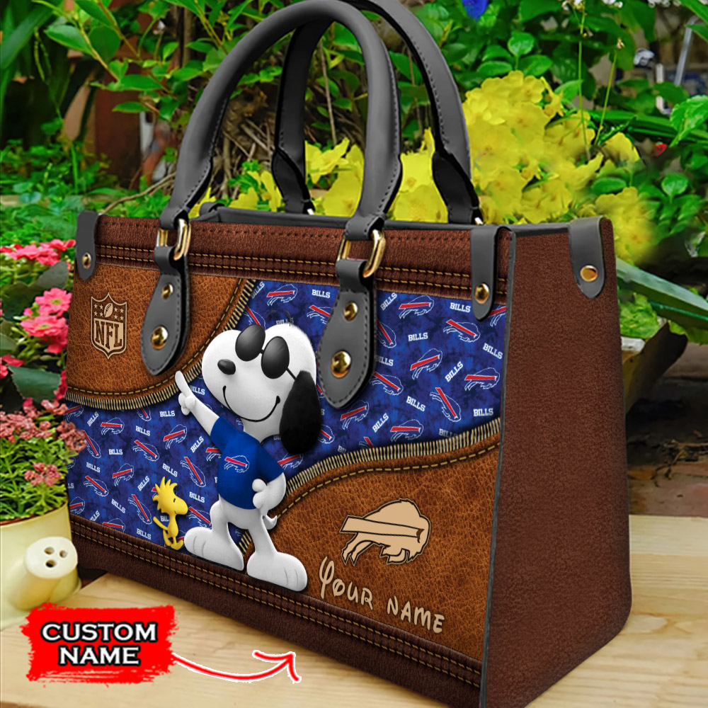 Buffalo Bills Snoopy Customizable Leather Handbag