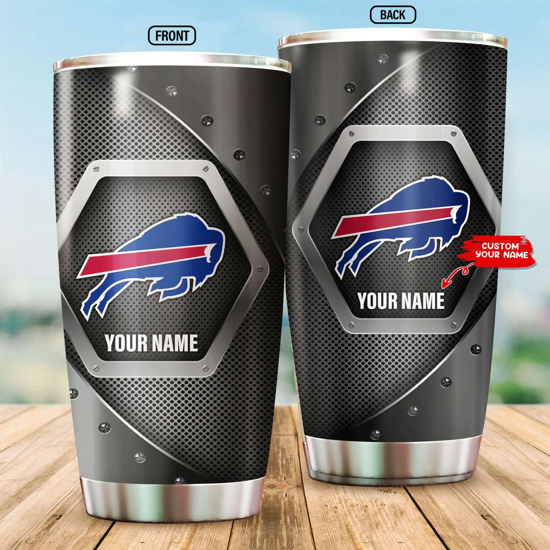 Buffalo Bills Steel Hexagon Custom Tumbler
