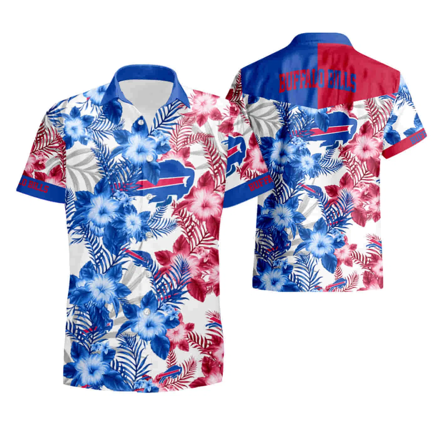 Buffalo Bills Summer Bloom Split Floral Hawaiian Shirt