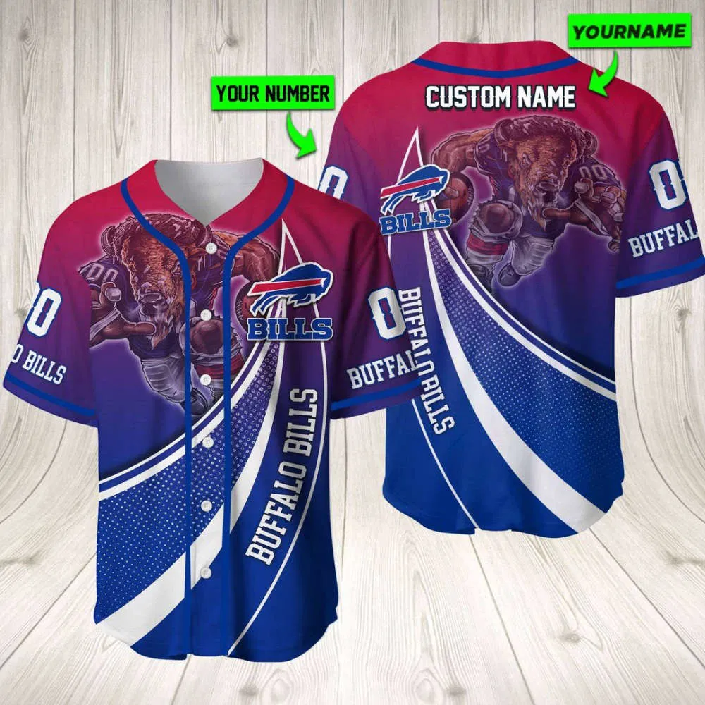 Buffalo Bills Sunset Rush Gradient Baseball Jersey