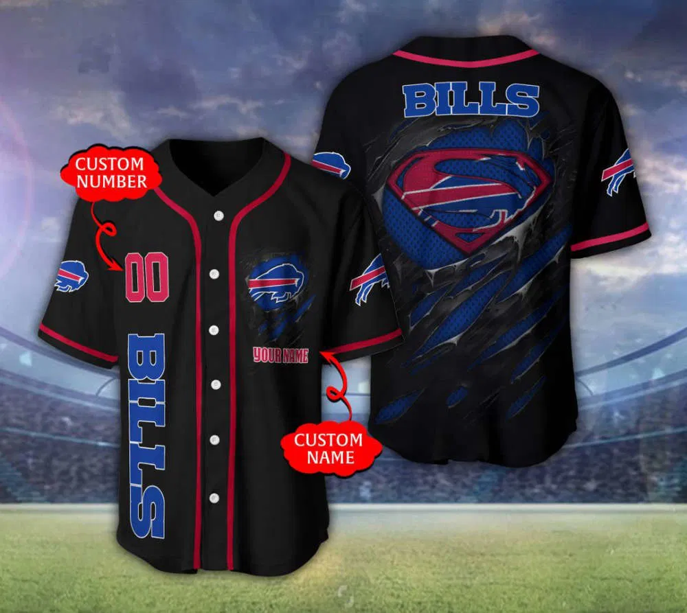 Buffalo Bills Super Strength Hero Baseball Jersey