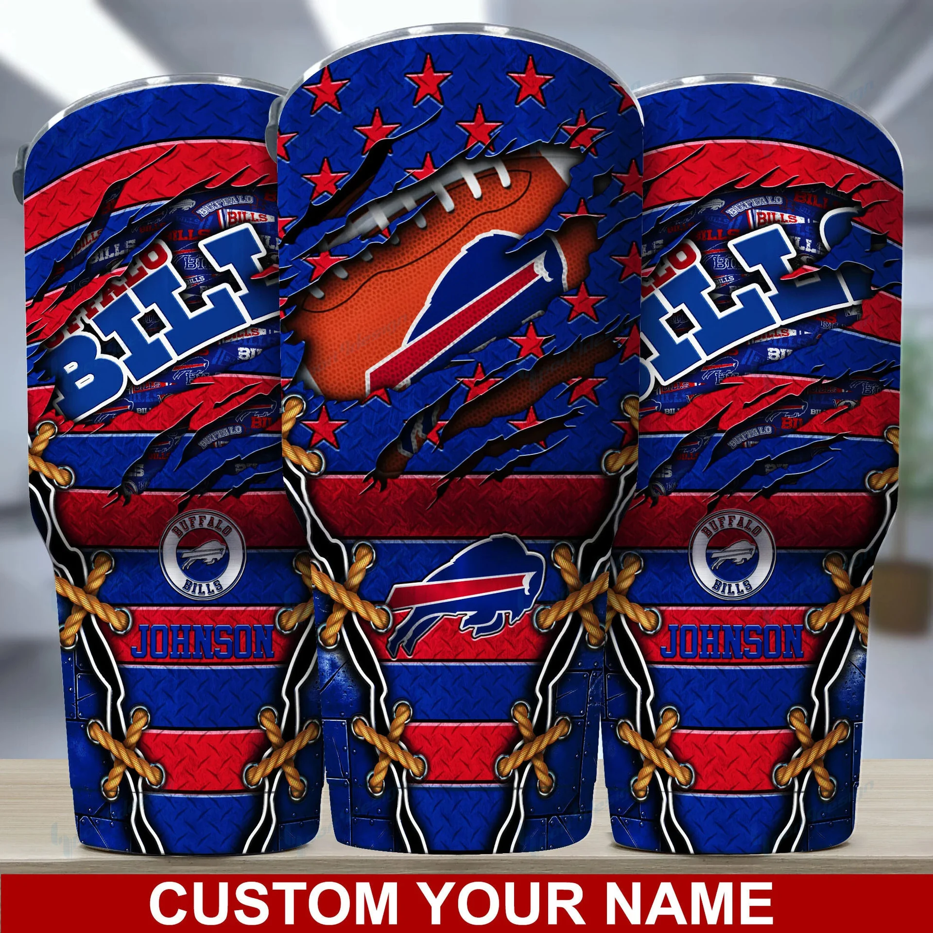Buffalo Bills Torn Football Tumbler