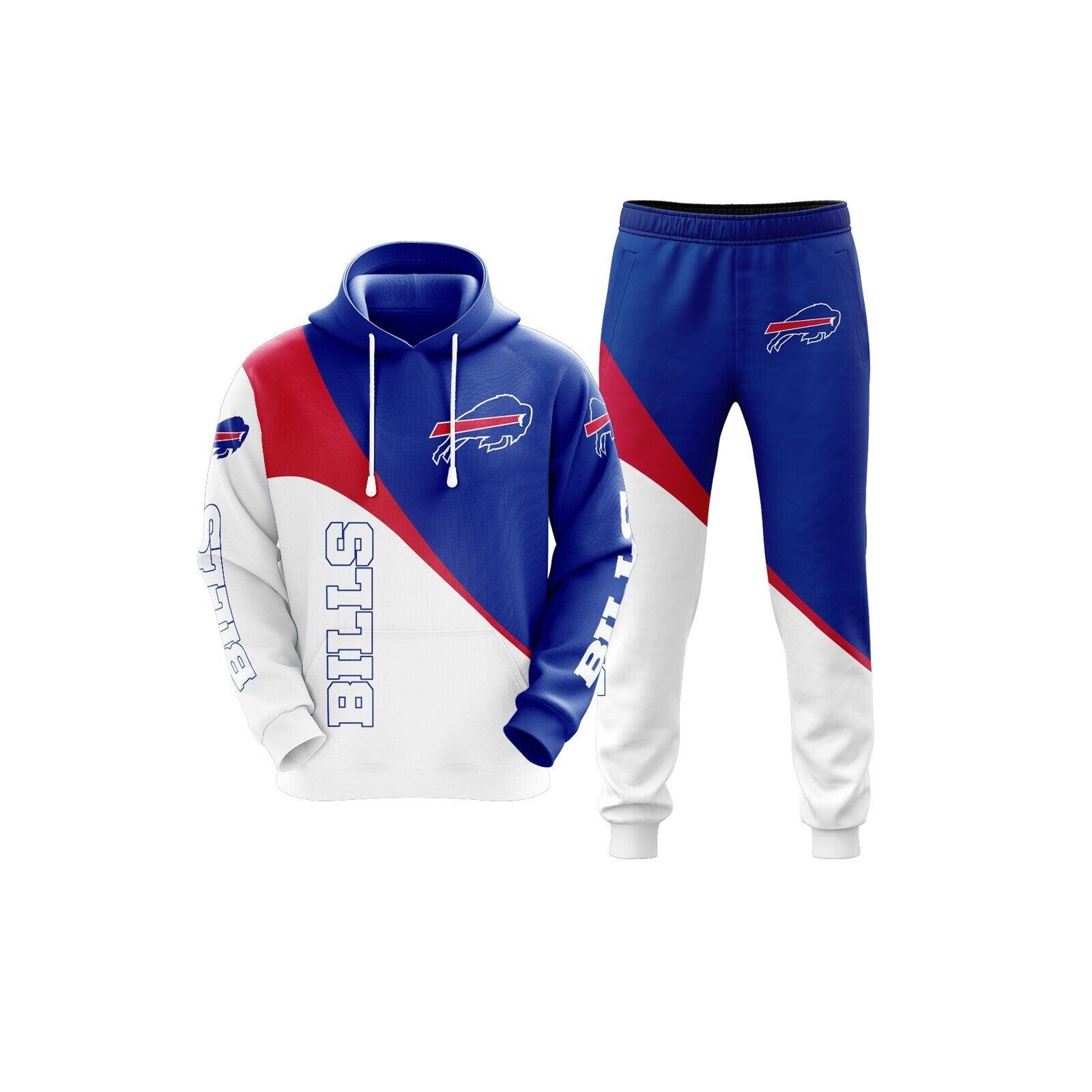 Buffalo Bills Tri-Color Black Blue Red Victory Hoodie