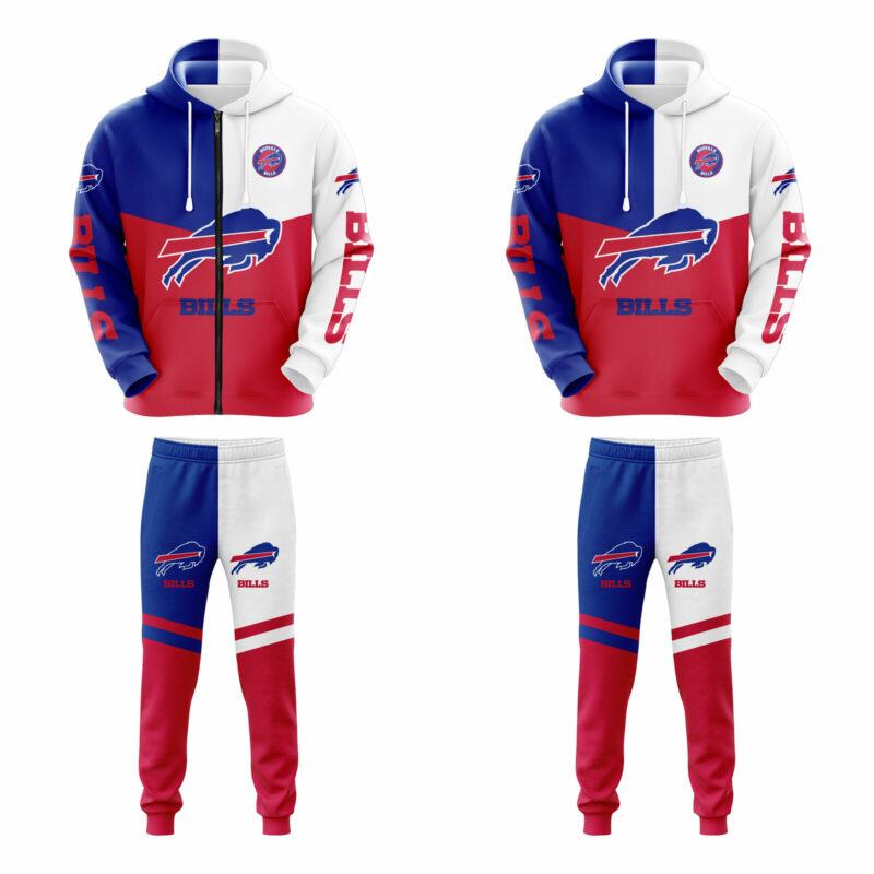 Buffalo Bills Tri-Color Victory Hoodie & Jogger Set
