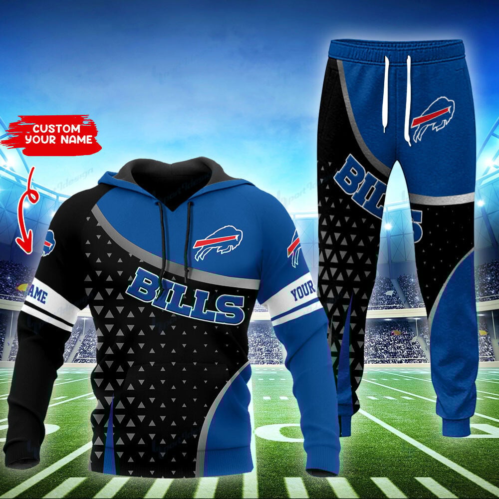 Buffalo Bills Triangular Edge Custom Hoodie & Jogger Set