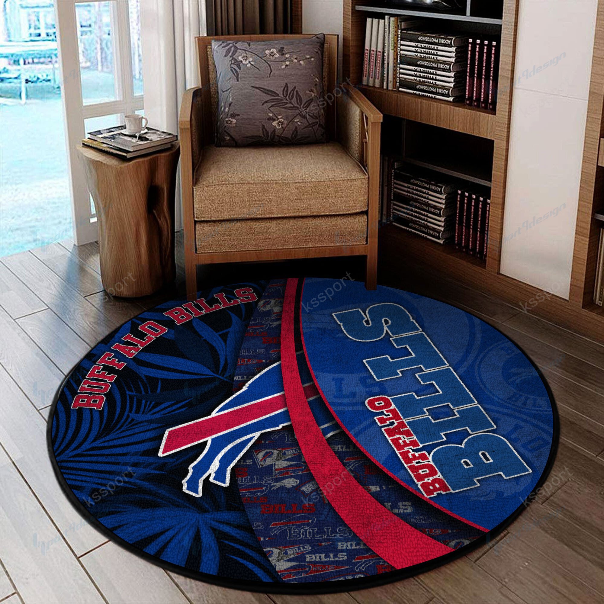 Buffalo Bills Tropical Heritage Round Rug