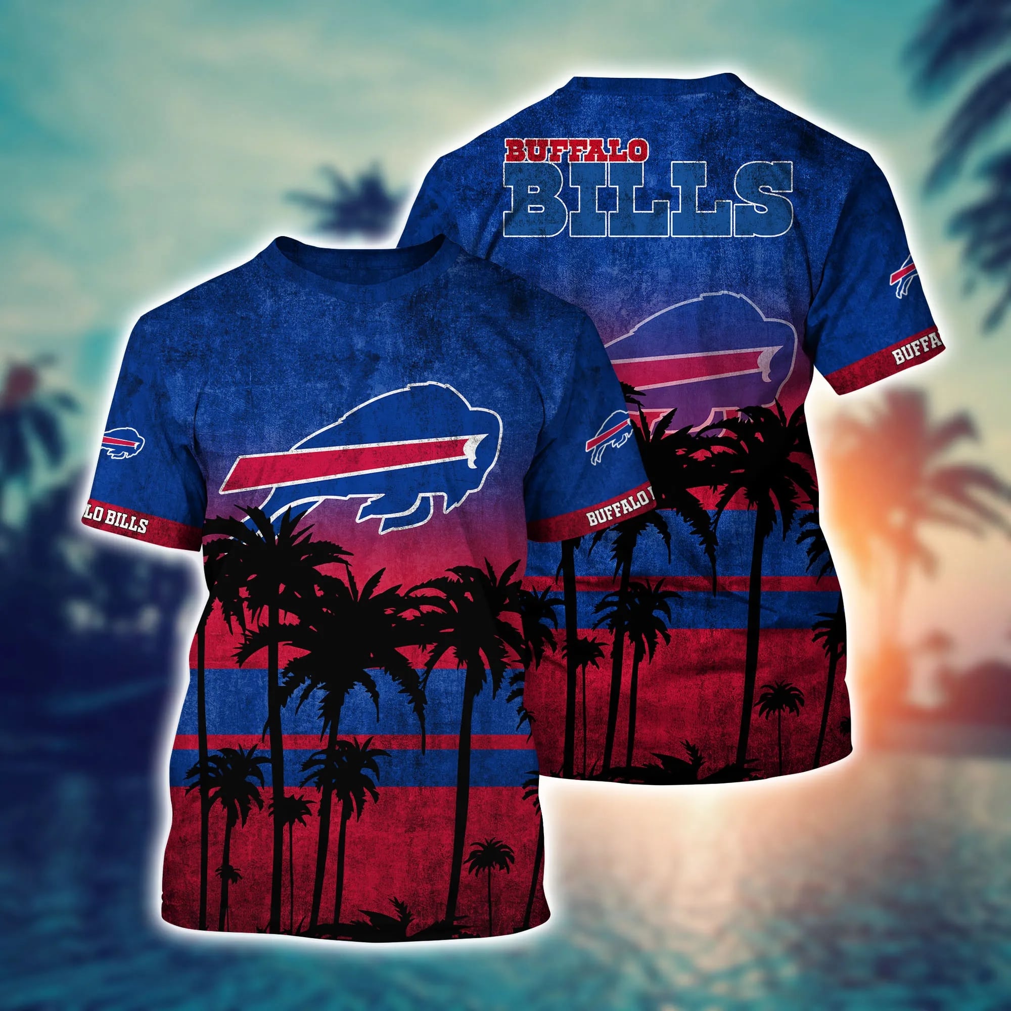 Buffalo Bills Tropical Sunset Palms Shirt