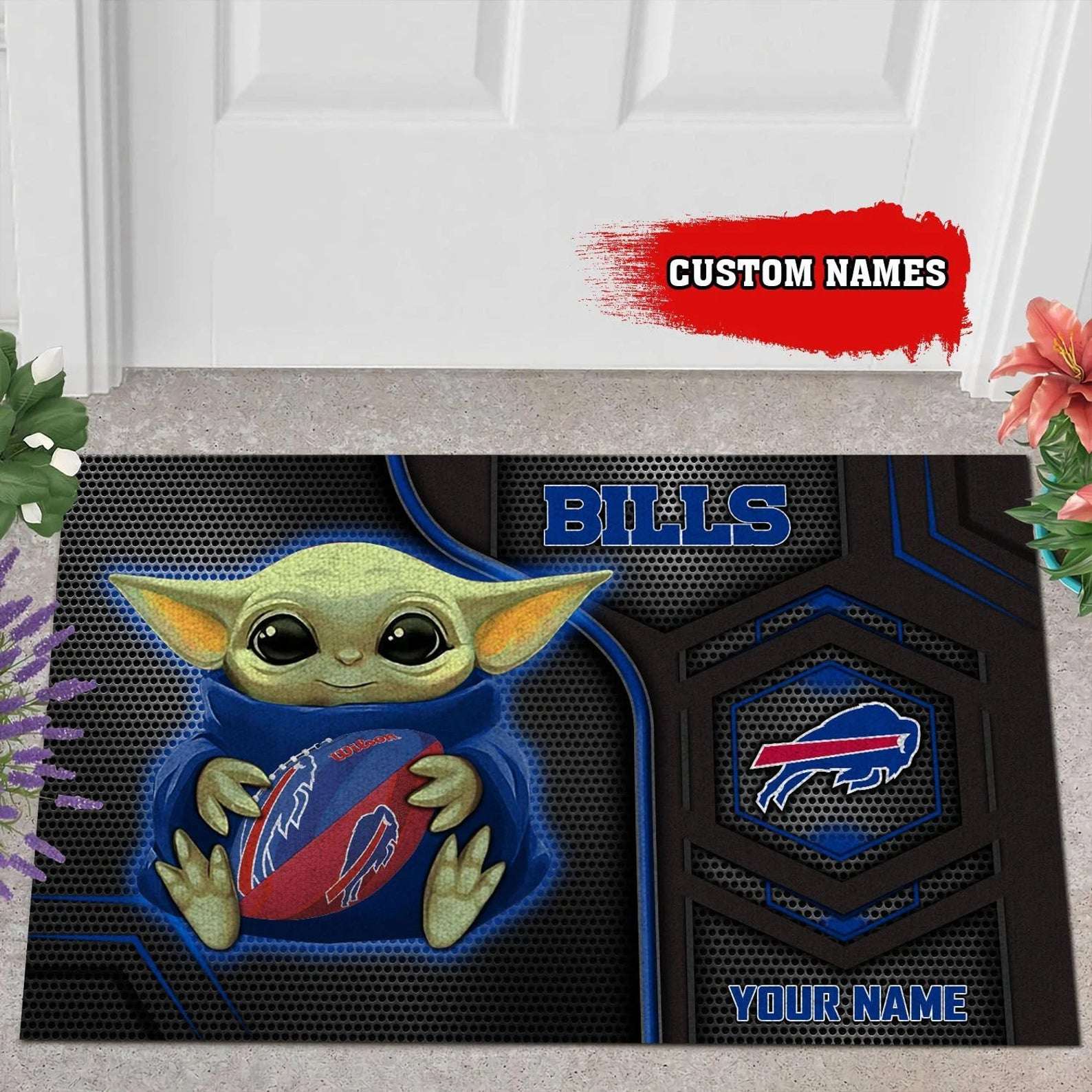 Buffalo Bills Yoda Galactic Cheerleader Doormat