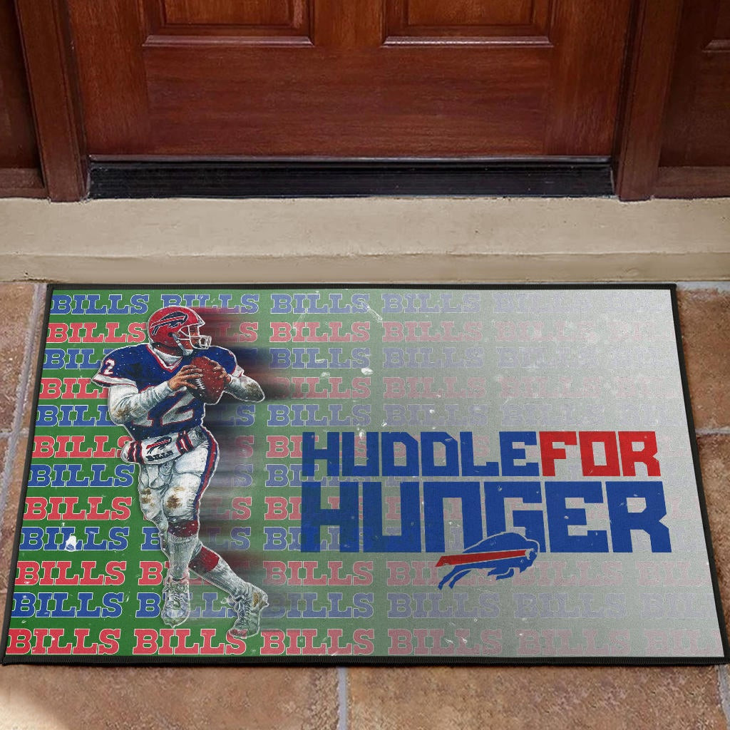 Jim Kelly Catching Ball And Running Huddle For Hunger Doormat