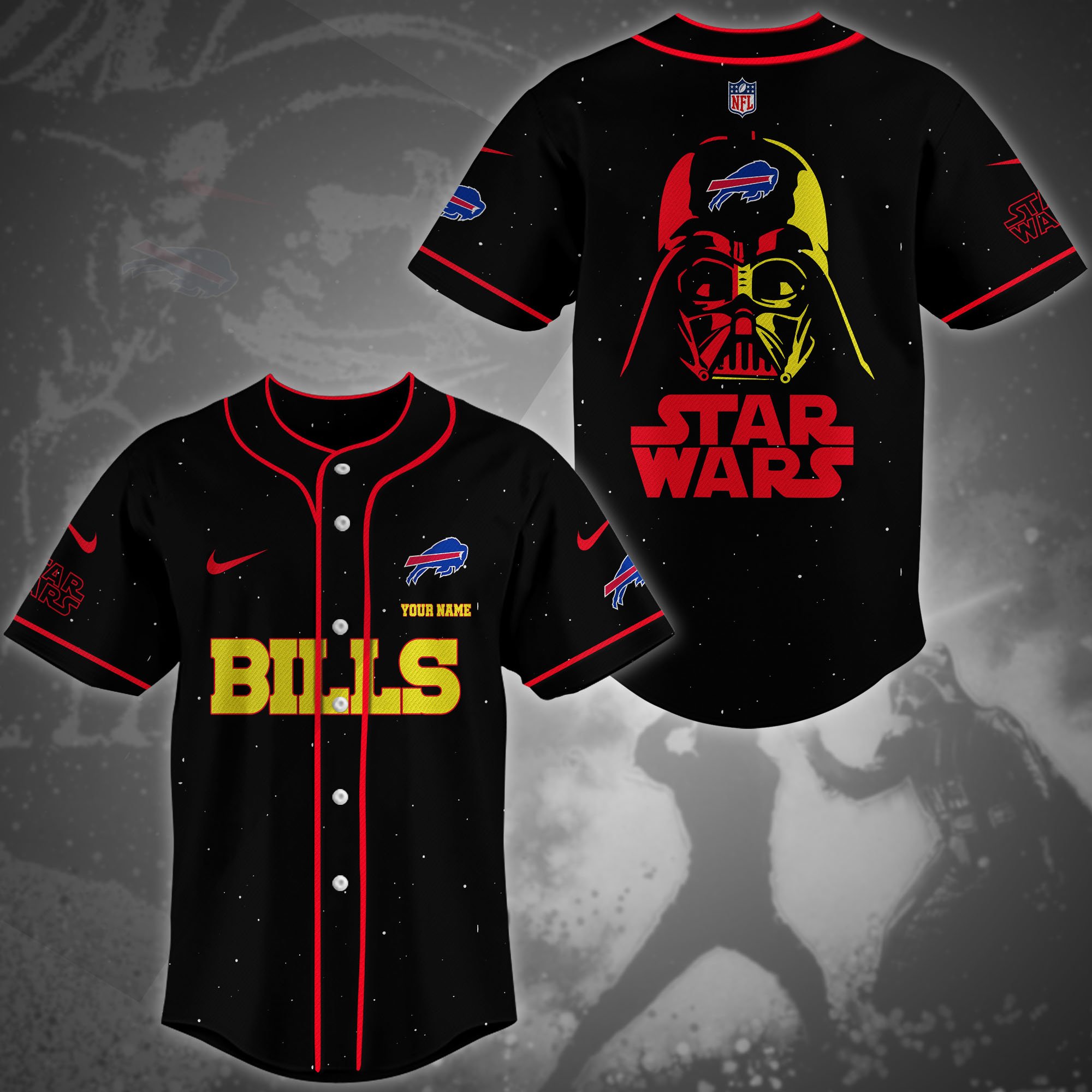 Buffalo Bills Galactic Force Star Wars Baseball Jersey