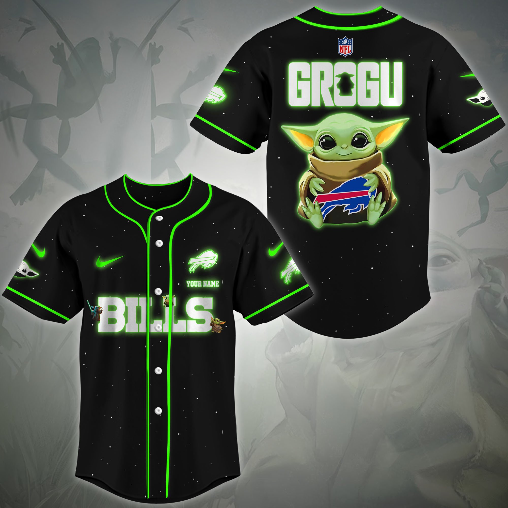 Buffalo Bills Galactic Grogu Baseball Jersey