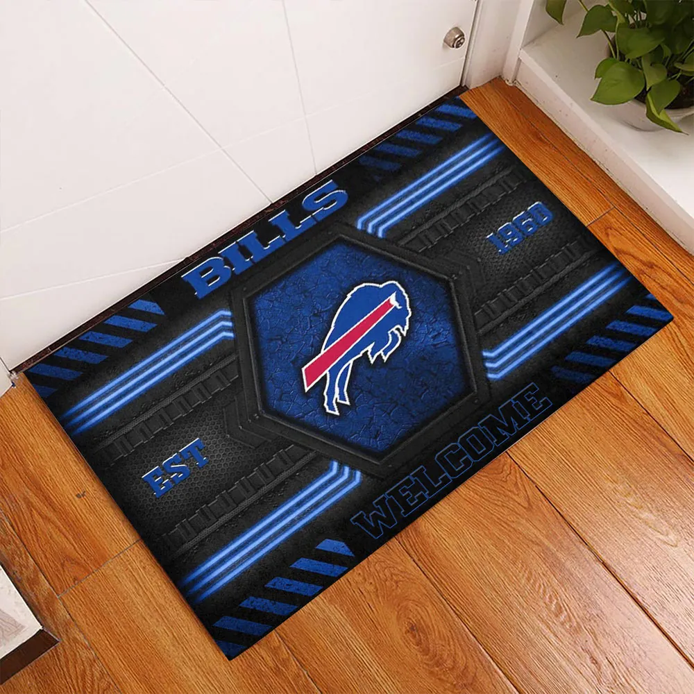 Buffalo Bills Neon Charge Est 1960 Doormat front home